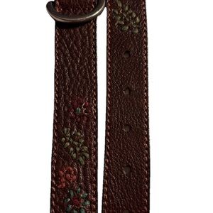 Woolrich Women’s Embroidered Flower Brown Leather Belt Sz Med Boho Country